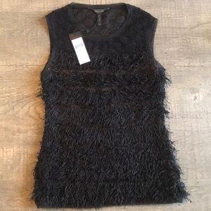 BCBG Black fringe tank top